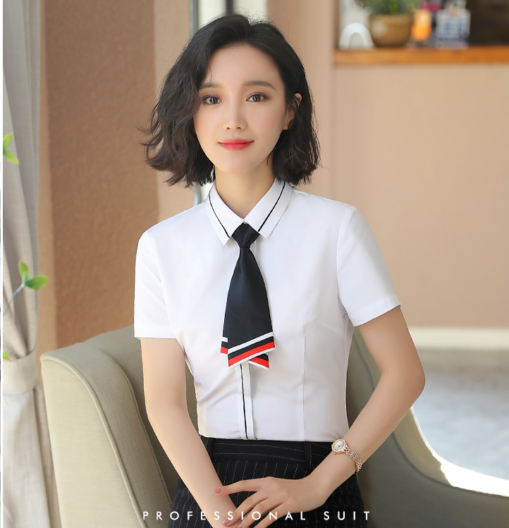 短袖衬衫职业装套装女韩版修身大码OL正装白衬衫套装两件套工作服